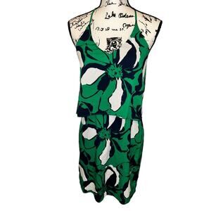 Banana Republic Womens Dress XS Green Multicolor Floral Sleeveless Strap Bib $75